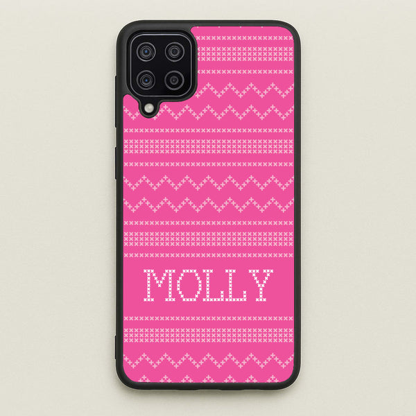 Personalised Christmas Jumper Pink  - Personalised Christmas Phone Case for Galaxy A12