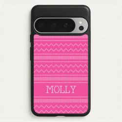 Personalised Christmas Jumper Pink  - Personalised Christmas Phone Case for Google Pixel 9 Pro XL