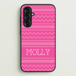 Personalised Christmas Jumper Pink  - Personalised Christmas Phone Case for Galaxy A16