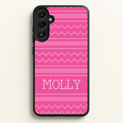 Personalised Christmas Jumper Pink  - Personalised Christmas Phone Case for Galaxy A34