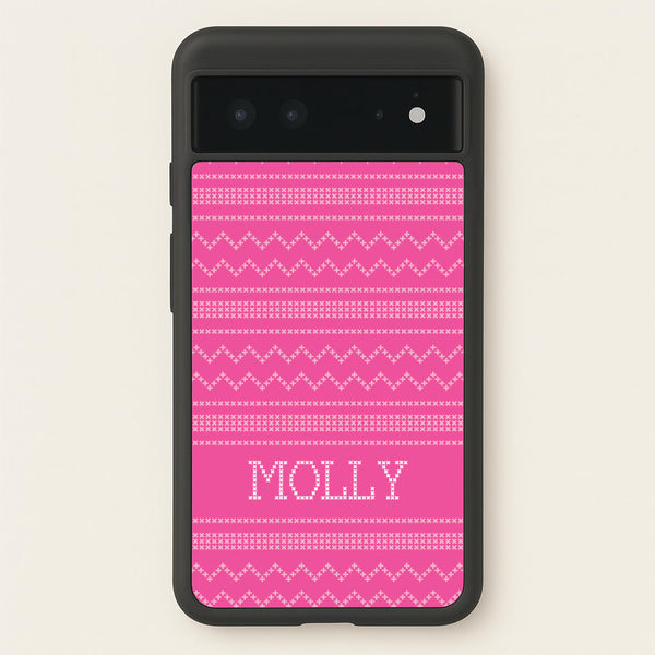 Personalised Christmas Jumper Pink  - Personalised Christmas Phone Case for Google Pixel 6