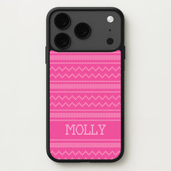 Personalised Christmas Jumper Pink Phone Case for iPhone 17 Pro