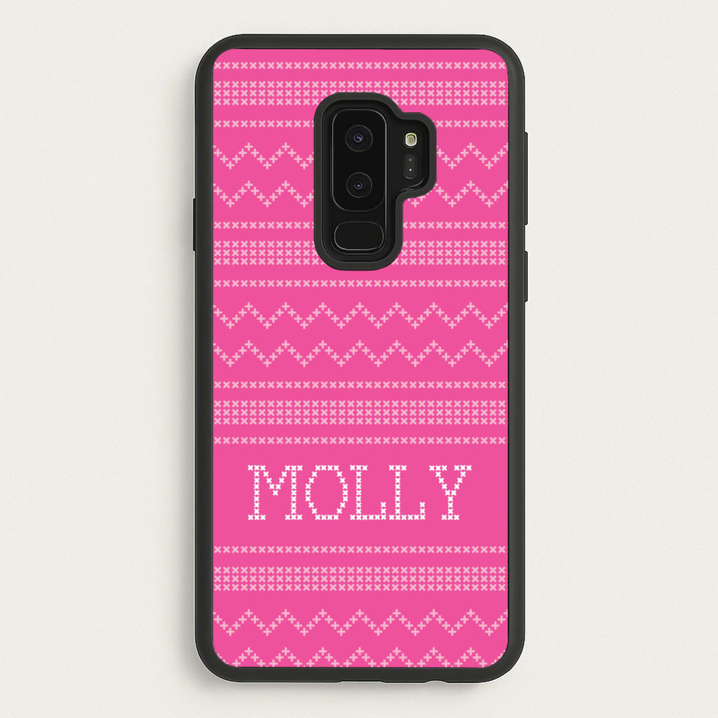 Personalised Christmas Jumper Pink  - Personalised Christmas Phone Case for Galaxy S9 Plus