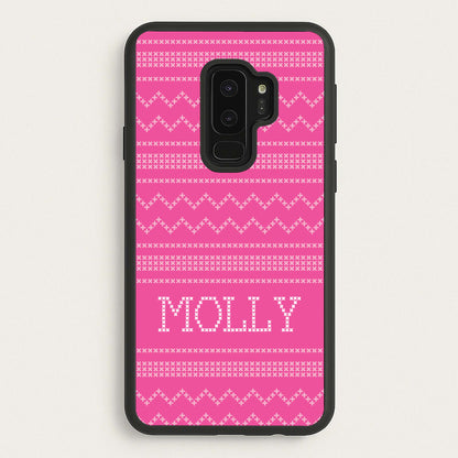 Personalised Christmas Jumper Pink  - Personalised Christmas Phone Case for Galaxy S9 Plus