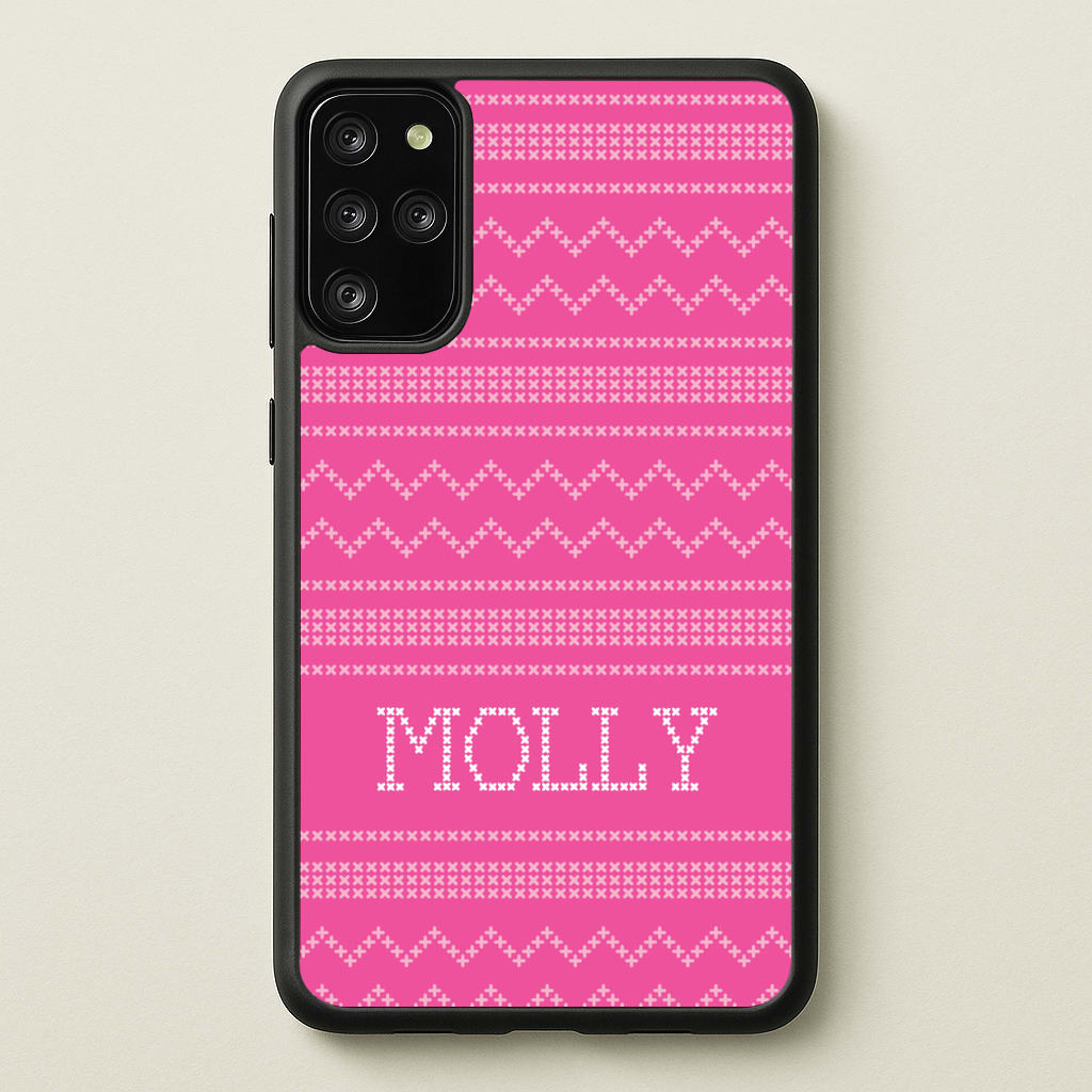 Personalised Christmas Jumper Pink  - Personalised Christmas Phone Case for Galaxy S20 Plus