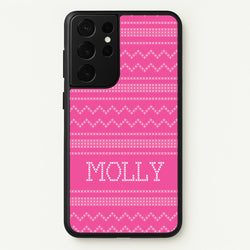 Personalised Christmas Jumper Pink  - Personalised Christmas Phone Case for Galaxy S21 Ultra