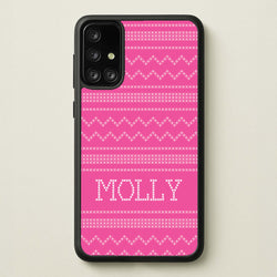 Personalised Christmas Jumper Pink  - Personalised Christmas Phone Case for Galaxy A71