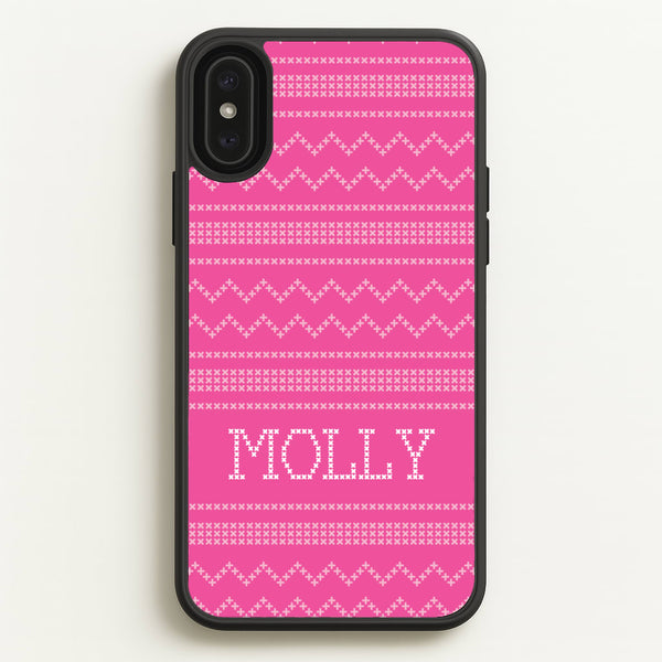 Personalised Christmas Jumper Pink  - Personalised Christmas Phone Case for iPhone XS Max