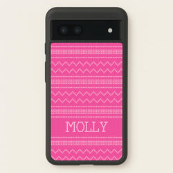 Personalised Christmas Jumper Pink  - Personalised Christmas Phone Case for Google Pixel 7a