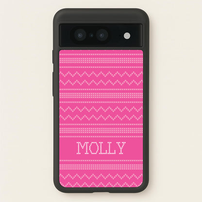 Personalised Christmas Jumper Pink  - Personalised Christmas Phone Case for Google Pixel 8