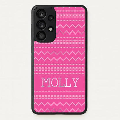Personalised Christmas Jumper Pink  - Personalised Christmas Phone Case for Galaxy A53