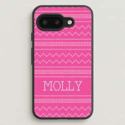 Personalised Christmas Jumper Pink  - Personalised Christmas Phone Case for Google Pixel 9a
