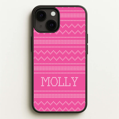 Personalised Christmas Jumper Pink  - Personalised Christmas Phone Case for iPhone 13 Mini