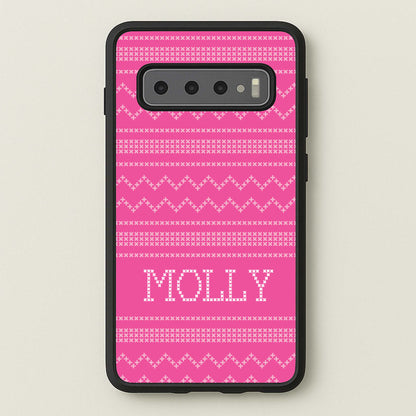 Personalised Christmas Jumper Pink  - Personalised Christmas Phone Case for Galaxy S10