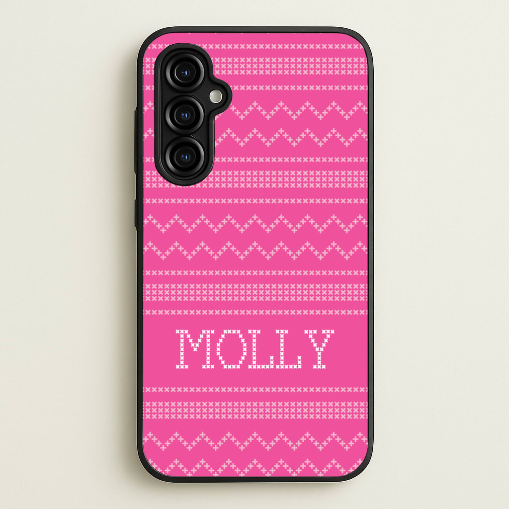 Personalised Christmas Jumper Pink  - Personalised Christmas Phone Case for Galaxy A54