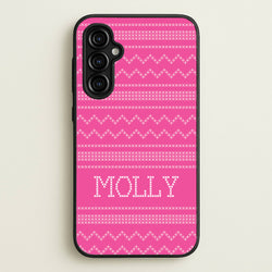 Personalised Christmas Jumper Pink  - Personalised Christmas Phone Case for Galaxy A54