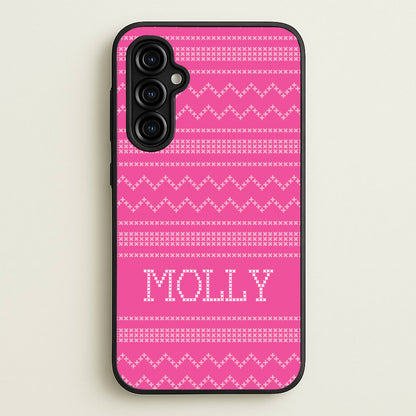 Personalised Christmas Jumper Pink  - Personalised Christmas Phone Case for Galaxy A54