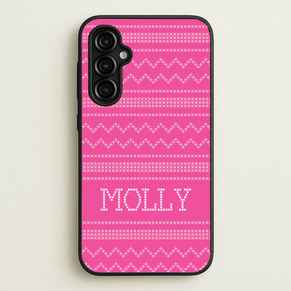 Personalised Christmas Jumper Pink  - Personalised Christmas Phone Case for Galaxy A54