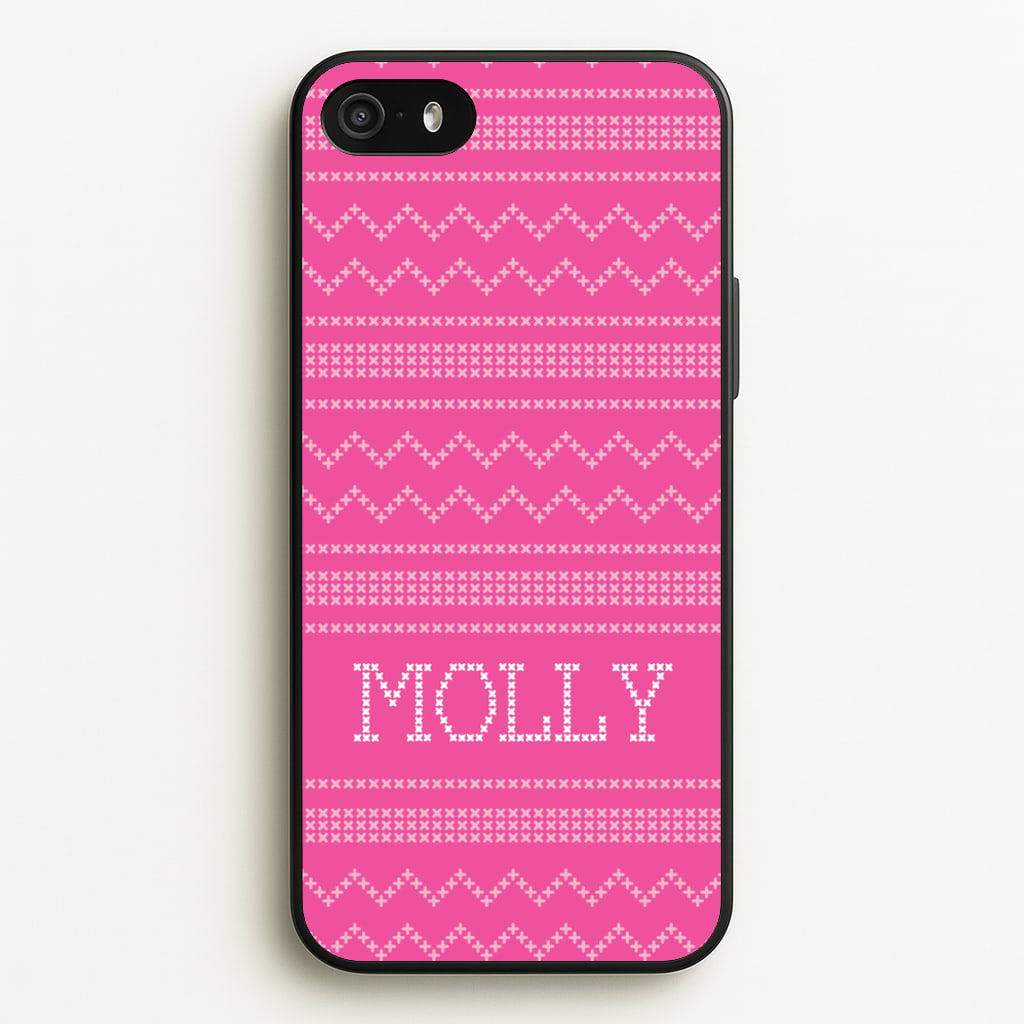 Personalised Christmas Jumper Pink  - Personalised Christmas Phone Case for iPhone 5 / 5s / SE 2016