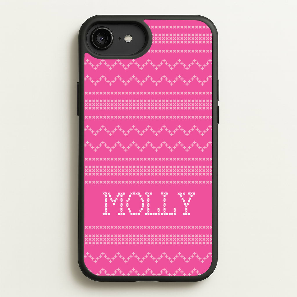 Personalised Christmas Jumper Pink  - Personalised Christmas Phone Case for iPhone 6 Plus / 7 Plus / 8 Plus