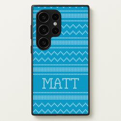 Personalised Christmas Jumper Blue  - Personalised Christmas Phone Case for Galaxy S24 Ultra