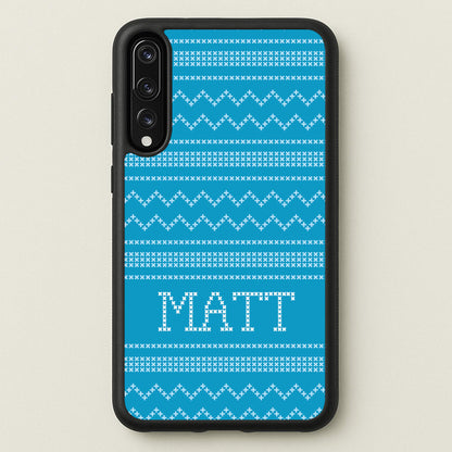 Personalised Christmas Jumper Blue  - Personalised Christmas Phone Case for Huawei P20 Pro