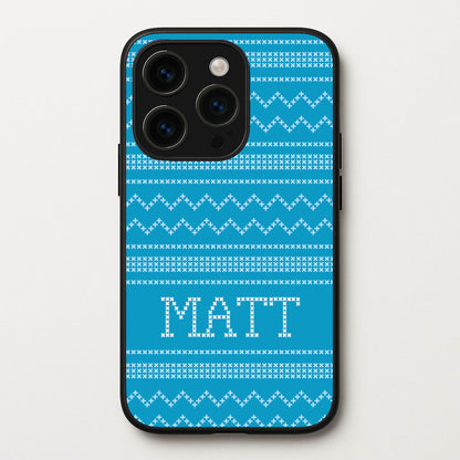Personalised Christmas Jumper Blue  - Personalised Christmas Phone Case for iPhone 14 Pro