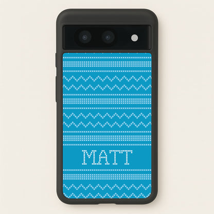 Personalised Christmas Jumper Blue  - Personalised Christmas Phone Case for Google Pixel 8a