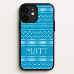Personalised Christmas Jumper Blue  - Personalised Christmas Phone Case for iPhone 11