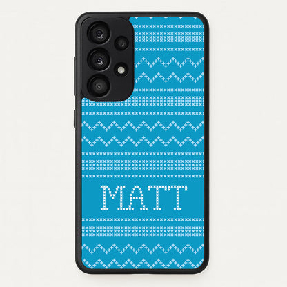 Personalised Christmas Jumper Blue  - Personalised Christmas Phone Case for Galaxy A53