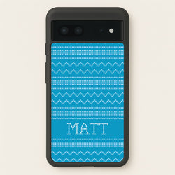 Personalised Christmas Jumper Blue  - Personalised Christmas Phone Case for Google Pixel 7