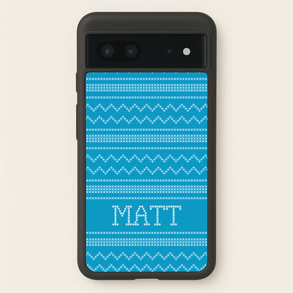 Personalised Christmas Jumper Blue  - Personalised Christmas Phone Case for Google Pixel 7