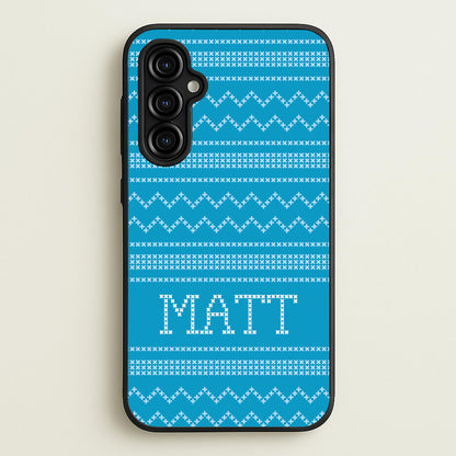 Personalised Christmas Jumper Blue  - Personalised Christmas Phone Case for Galaxy A54