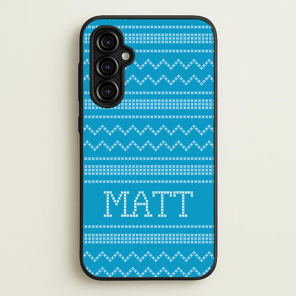Personalised Christmas Jumper Blue  - Personalised Christmas Phone Case for Galaxy A54