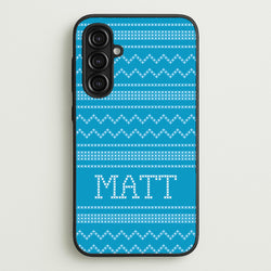 Personalised Christmas Jumper Blue  - Personalised Christmas Phone Case for Galaxy A16