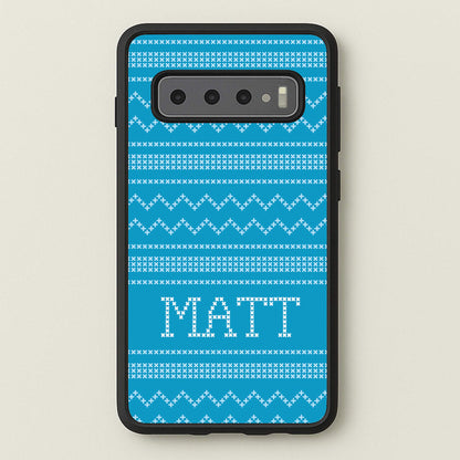 Personalised Christmas Jumper Blue  - Personalised Christmas Phone Case for Galaxy S10