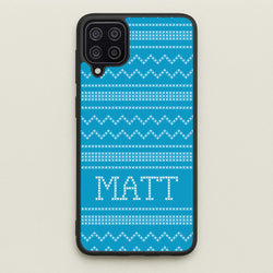Personalised Christmas Jumper Blue  - Personalised Christmas Phone Case for Galaxy A12