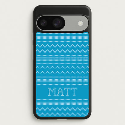 Personalised Christmas Jumper Blue  - Personalised Christmas Phone Case for Google Pixel 9 / 9 Pro