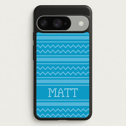 Personalised Christmas Jumper Blue Phone Case for Google Pixel 10 / 10 Pro