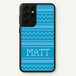 Personalised Christmas Jumper Blue  - Personalised Christmas Phone Case for Galaxy S21 Ultra