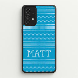 Personalised Christmas Jumper Blue  - Personalised Christmas Phone Case for Galaxy A52 / A52s