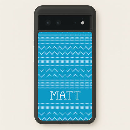 Personalised Christmas Jumper Blue  - Personalised Christmas Phone Case for Google Pixel 6