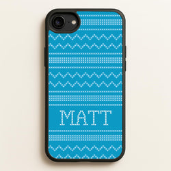 Personalised Christmas Jumper Blue  - Personalised Christmas Phone Case for iPhone 6 / 7 / 8 / SE