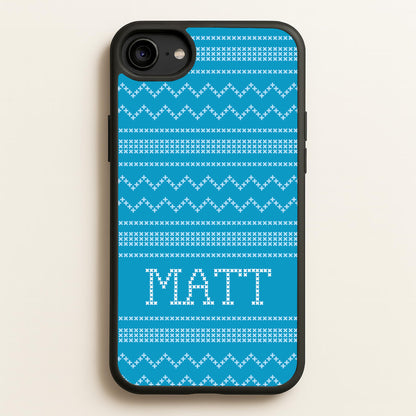 Personalised Christmas Jumper Blue  - Personalised Christmas Phone Case for iPhone 6 / 7 / 8 / SE