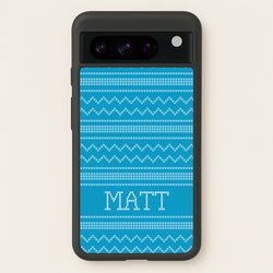 Personalised Christmas Jumper Blue  - Personalised Christmas Phone Case for Google Pixel 8 Pro
