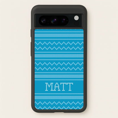 Personalised Christmas Jumper Blue  - Personalised Christmas Phone Case for Google Pixel 8 Pro
