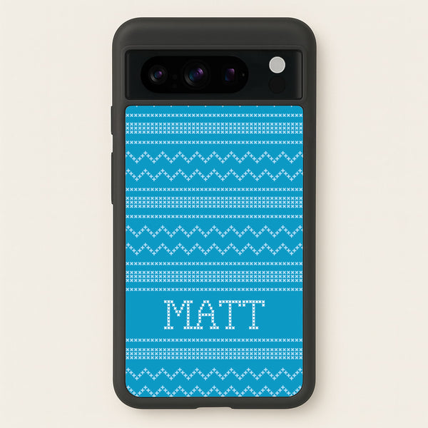 Personalised Christmas Jumper Blue  - Personalised Christmas Phone Case for Google Pixel 8 Pro
