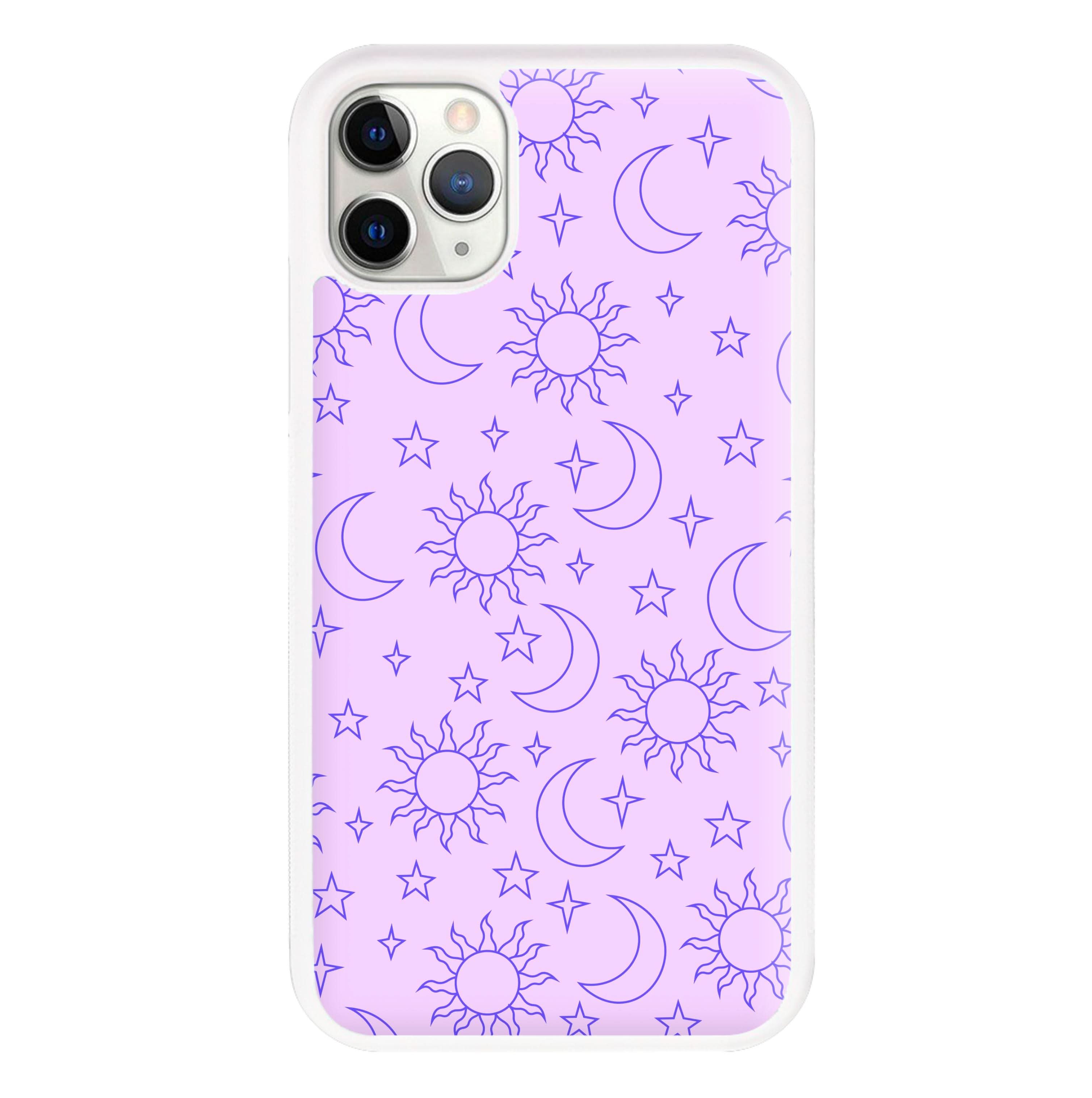 Sun, Moon And Stars Pattern Mauve Phone Case
