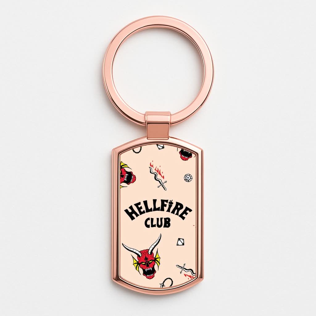 Hellfire Club Icons Collage Peach Rose Gold Keyring