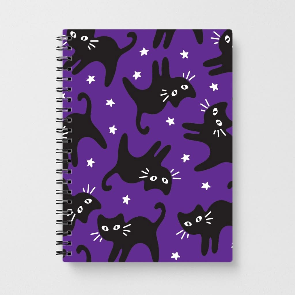 Cartoon Black Cats And Stars Pattern Notebook